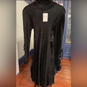 Jezebel Black Dress- Size Small Ad. Long sleeves- laces up arms & Back. Unique!